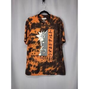 Naruto Shirt Mens Large Orange Black Tie Dye Graphic Anime